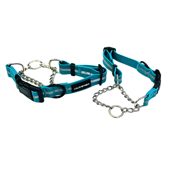 Cozumel green colour with reflective strip, stainless steel metal chain design with black quick release buckle and additional metal D ring 
