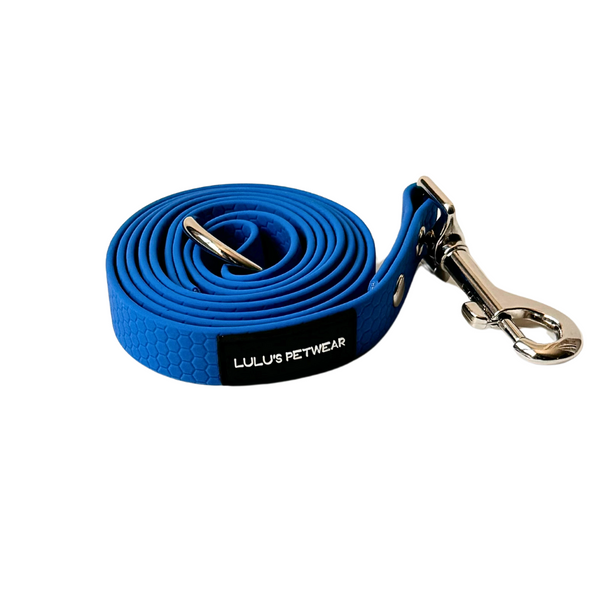 Blue 5ft waterproof, honeycomb leash with metal 360 degree swivel hook