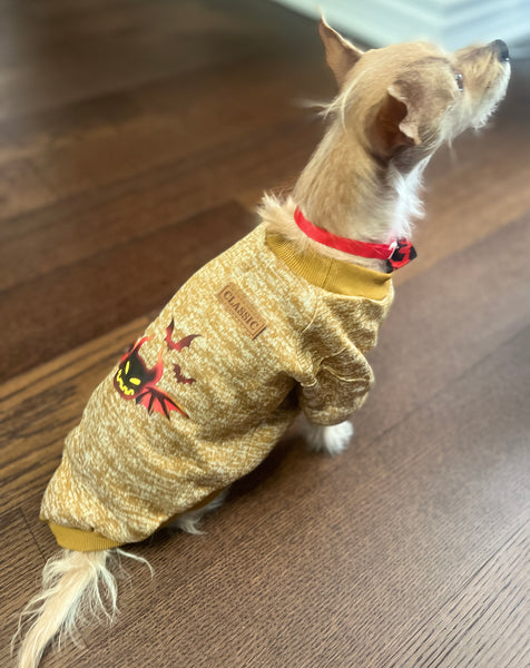 Mustard devil fleece lined shirts with stunning image on the back