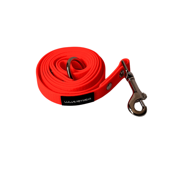 Orange 5ft waterproof, honeycomb leash with metal 360 degree swivel hook