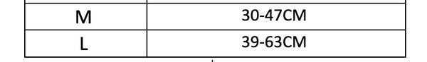 size chart for collar only available sizes M with 30-47cm adjustable and Large with 39-63cm adjustability