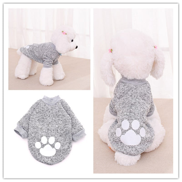 Cute adorable warm winter pet dog fleece lined shirt hoodie dog clothes Canada leash harness hole in light Grey