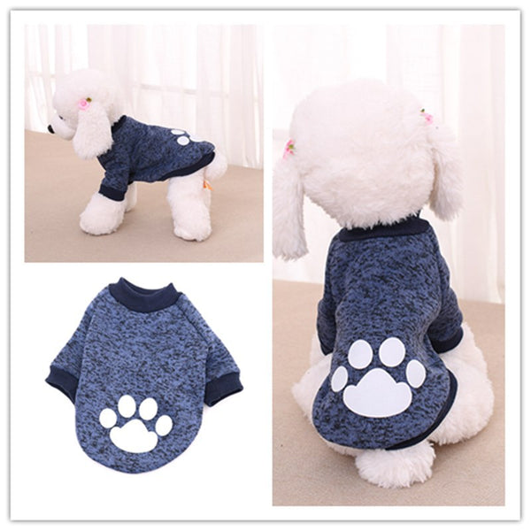 Cute adorable warm winter pet dog fleece lined shirt hoodie dog clothes Canada leash harness hole in Blue/Grey