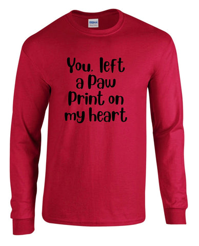 unisex adult cardinal red you left a paw print on my heart front
