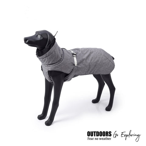 unisex grey best big large dog warm winter waterproof pet coats jacket with leash harness hole