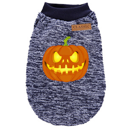 cute small dog pet clothes halloween fleece lined shirt Canada in blue/grey (pumpkin)