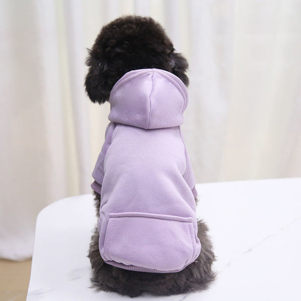 small dog hoodies pet clothes warm leash harness hole best quality Canada Purple back