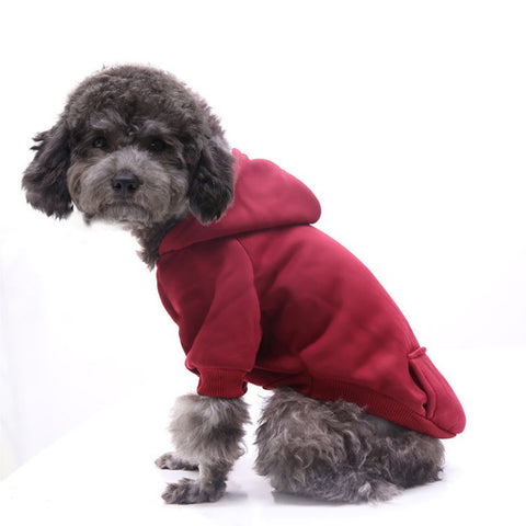 small dog hoodies pet clothes warm leash harness hole best quality Canada in Red 