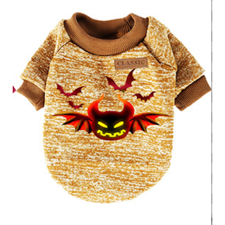 cute small dog pet clothes halloween fleece lined shirt Canada mustard(devil)