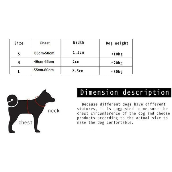 SIZE CHART FOR EVER KING POP SERIES HARNESS