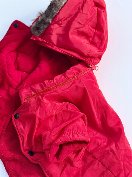 Candy Apple Red light-weight, wadded jacket