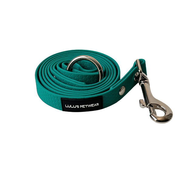 Teal 5ft waterproof, honeycomb leash with metal 360 degree swivel hook